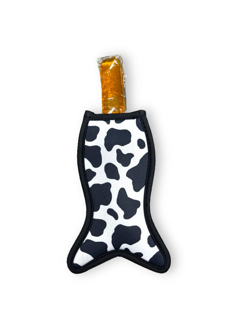 Black and White Cow Print Mermaid Icy Pop Holder - Drink Handlers