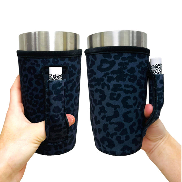 Black Leopard 20oz Large Coffee / Tea / Tumbler Handler™ - Drink Handlers