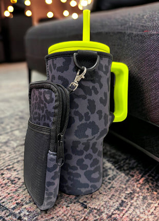 Black Leopard Clip On Pocket Attachment - Drink Handlers