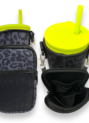 Black Leopard Clip On Pocket Attachment - Drink Handlers