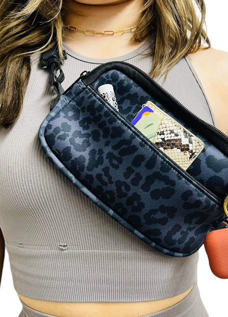 Black Leopard Cross Body Purse - Drink Handlers