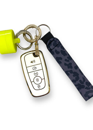 Black Leopard Wristlet Keychain - Drink Handlers