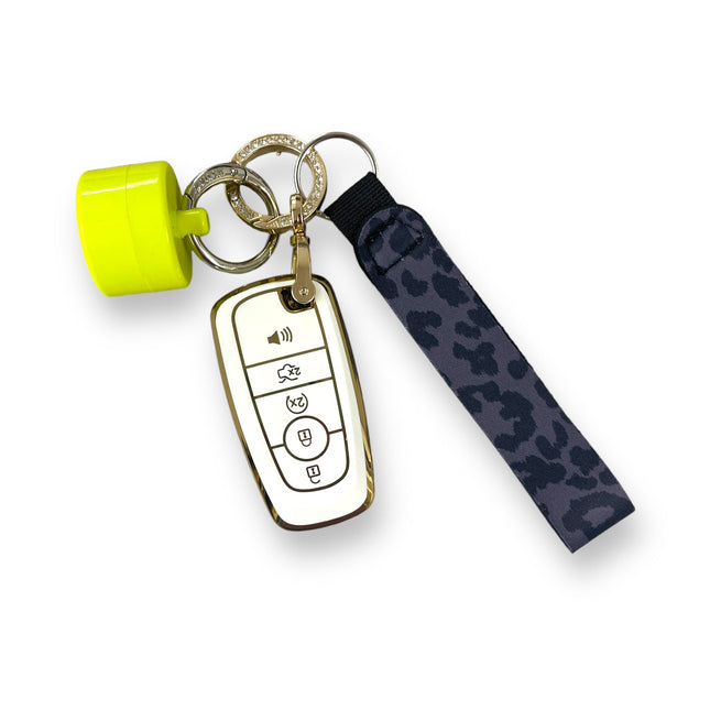 Black Leopard Wristlet Keychain - Drink Handlers