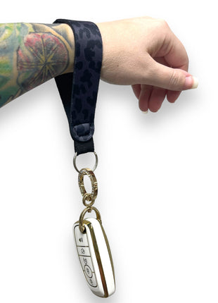 Black Leopard Wristlet Keychain - Drink Handlers
