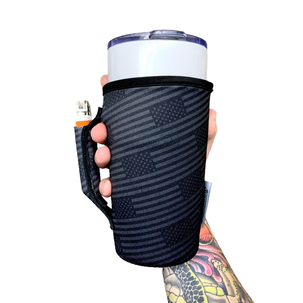 Black Out USA Flag 20oz Large Coffee / Tea / Tumbler Handler™ - Drink Handlers