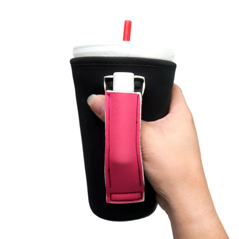 Black w/ Hot Pink 16oz PINT Glass / Medium Fountain Drinks and Tumbler Handlers™ - Drink Handlers