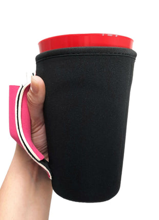 Black w/ Hot Pink 16oz PINT Glass / Medium Fountain Drinks and Tumbler Handlers™ - Drink Handlers