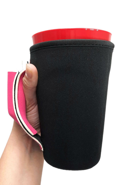 Black w/ Hot Pink 16oz PINT Glass / Medium Fountain Drinks and Tumbler Handlers™ - Drink Handlers