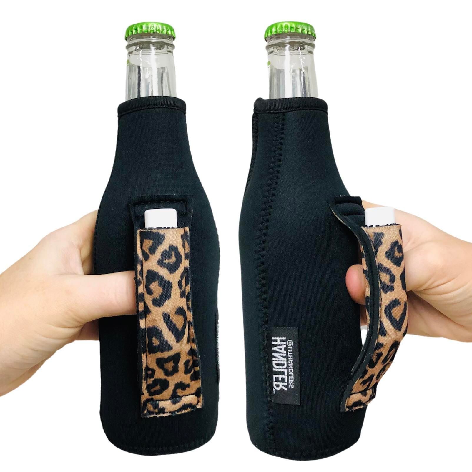 Checkerboard w/ Leopard Water Bottle Handler™ – Drink Handlers