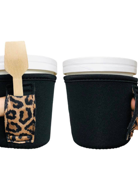 Black w/ Leopard Pint Size Ice Cream Handler™ - Drink Handlers