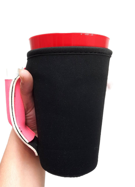 Black w/ Neon Pink 16oz PINT Glass / Medium Fountain Drinks and Tumbler Handlers™ - Drink Handlers