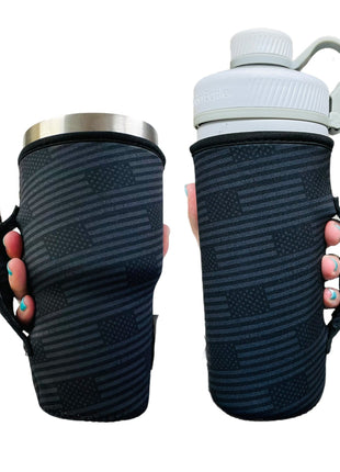 Blacked Out USA Flag 30oz Tumbler Handler™ - Drink Handlers