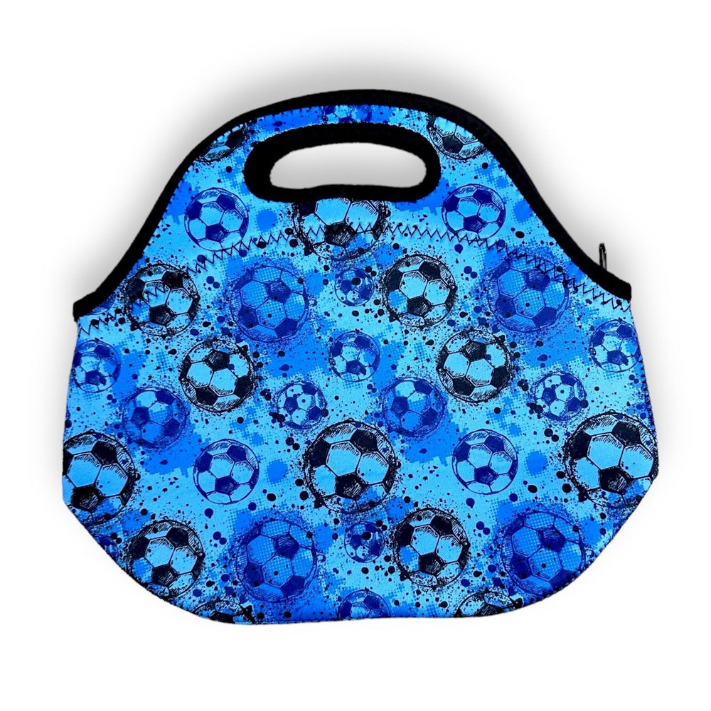 Blue Soccer Lunch Bag Tote - Drink Handlers