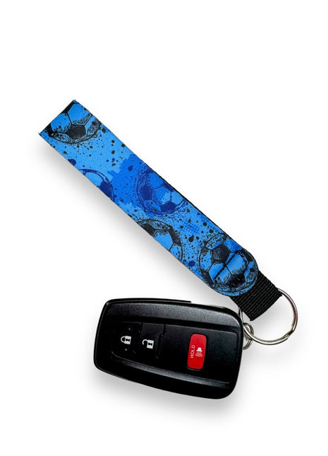 Blue Soccer Wristlet Keychain - Drink Handlers