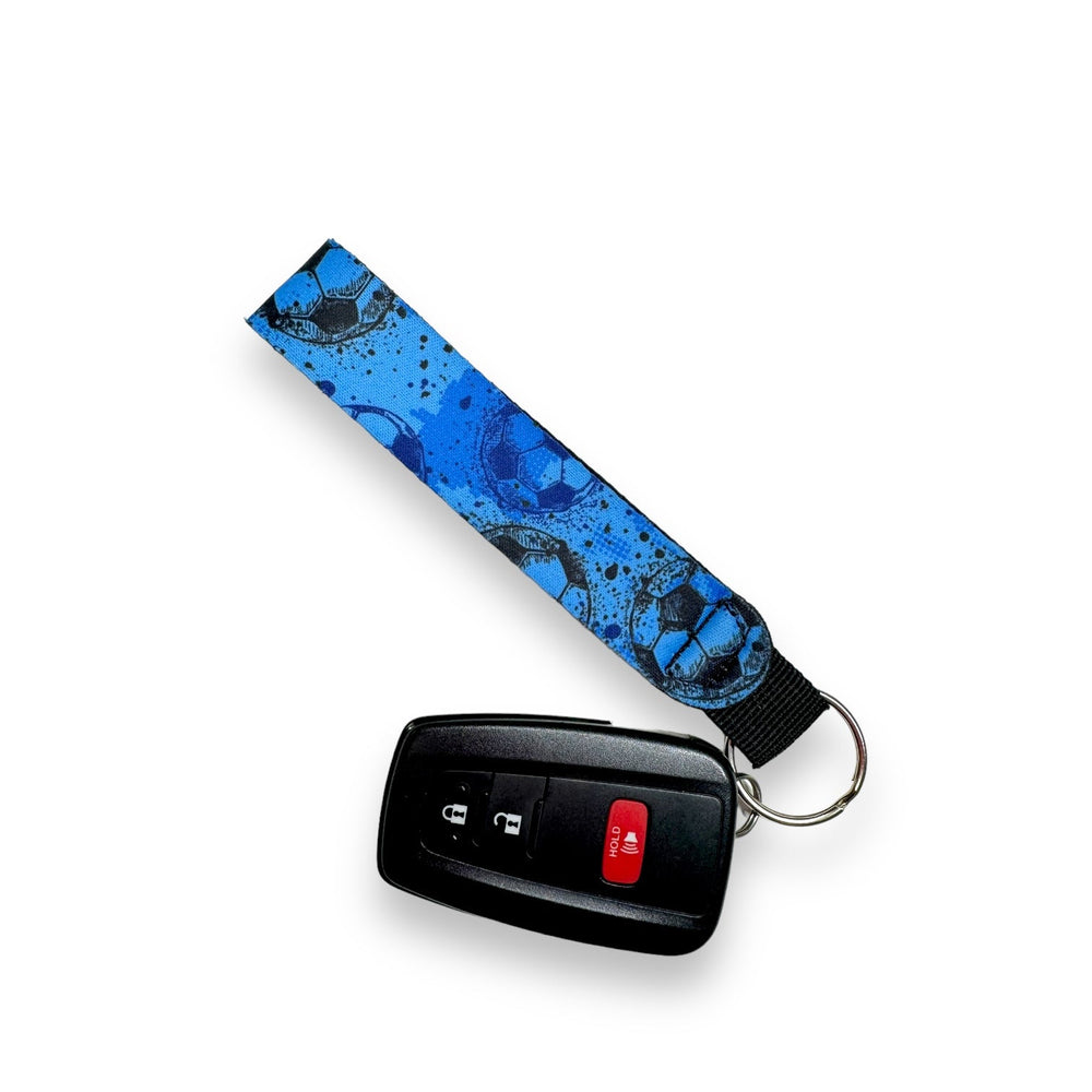 Blue Soccer Wristlet Keychain - Drink Handlers