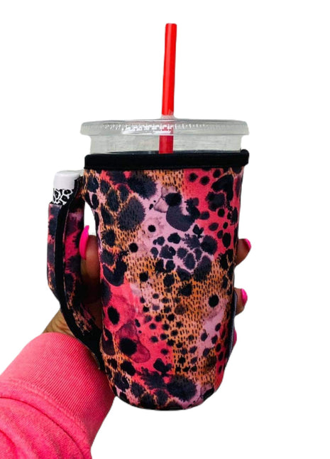 Blushing Leopard 16oz PINT Glass / Medium Fountain Drinks and Tumbler Handlers™ - Drink Handlers