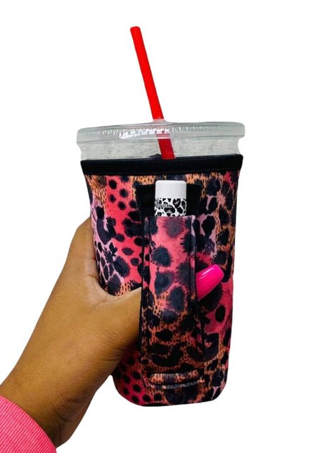 Blushing Leopard 16oz PINT Glass / Medium Fountain Drinks and Tumbler Handlers™ - Drink Handlers