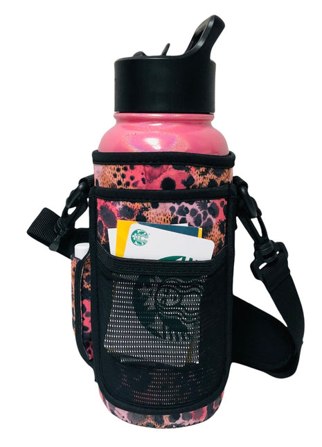 Blushing Leopard 30-40oz Tumbler Handler™ With Carrying Strap - Drink Handlers
