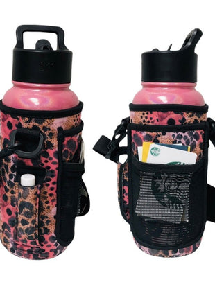 Blushing Leopard 30-40oz Tumbler Handler™ With Carrying Strap - Drink Handlers