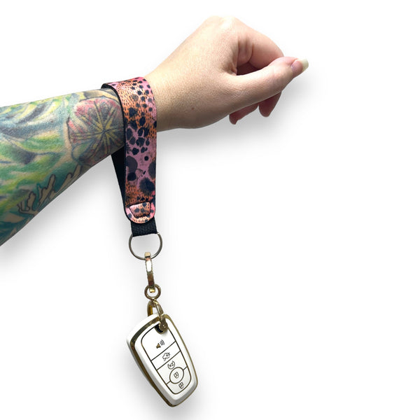 Blushing Leopard Wristlet Keychain - Drink Handlers