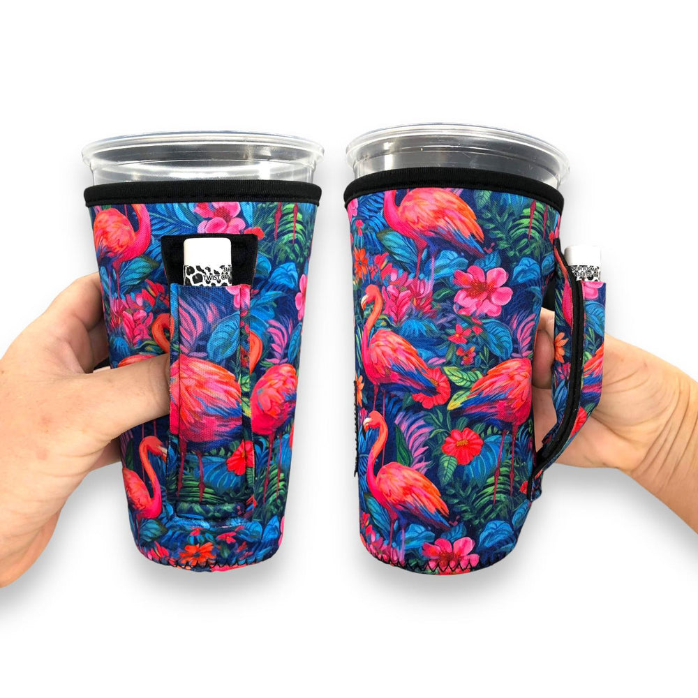 Bright Flamingo 20oz Large Coffee / Tea / Tumbler Handler™ - Drink Handlers