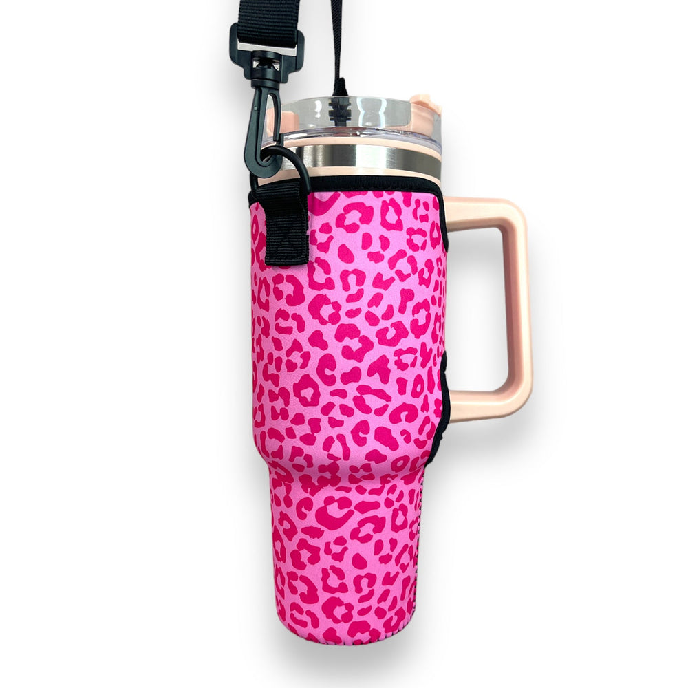 Bubble Gum Kitty 40oz Tumbler With Handle Sleeve - Drink Handlers