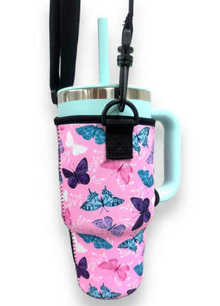 Butterfly 25-35oz Tumbler With Handle Sleeve - Drink Handlers