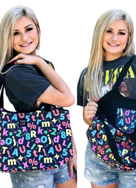 Chalkboard Letters Pocket Neoprene Tote - Drink Handlers
