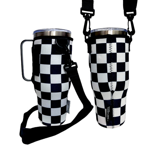 Checkerboard 40oz Tumbler With Handle Sleeve