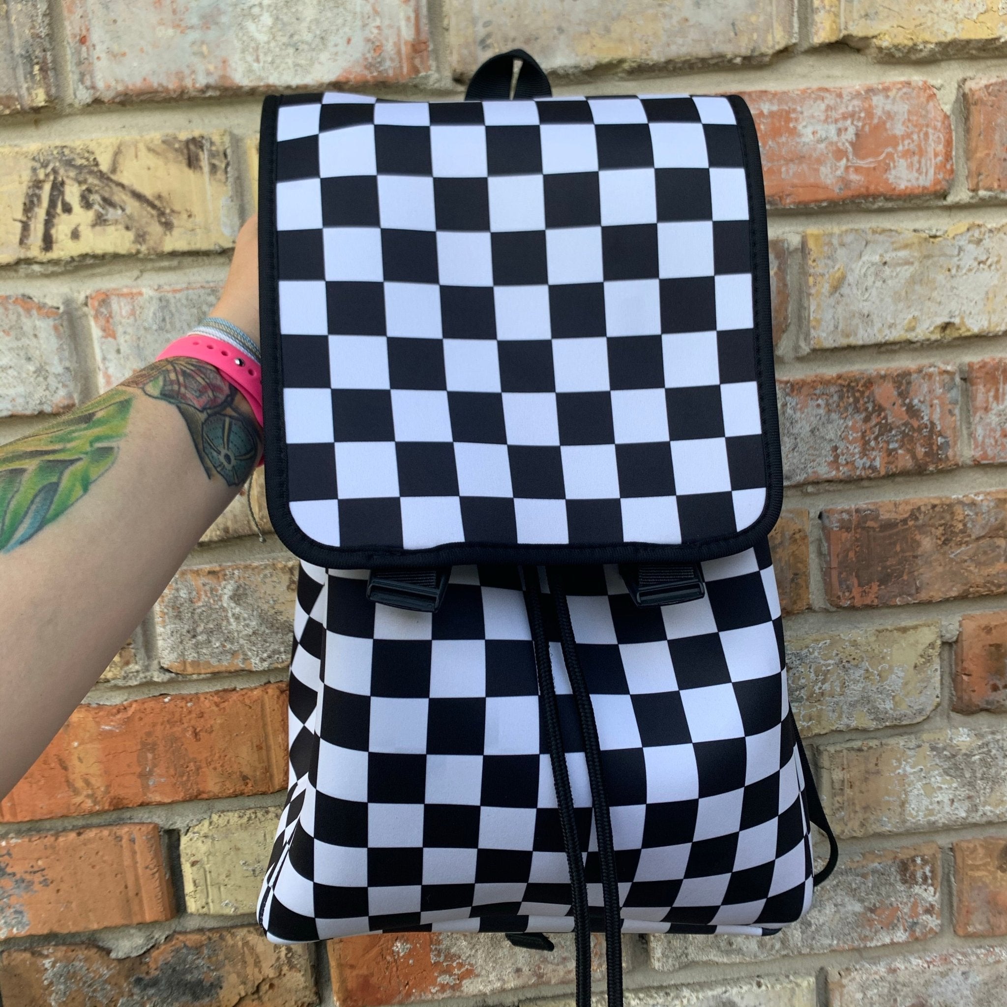 Checkerboard Teeth Backpack Checkerboard Neoprene Adult Backpack – Drink Handlers
