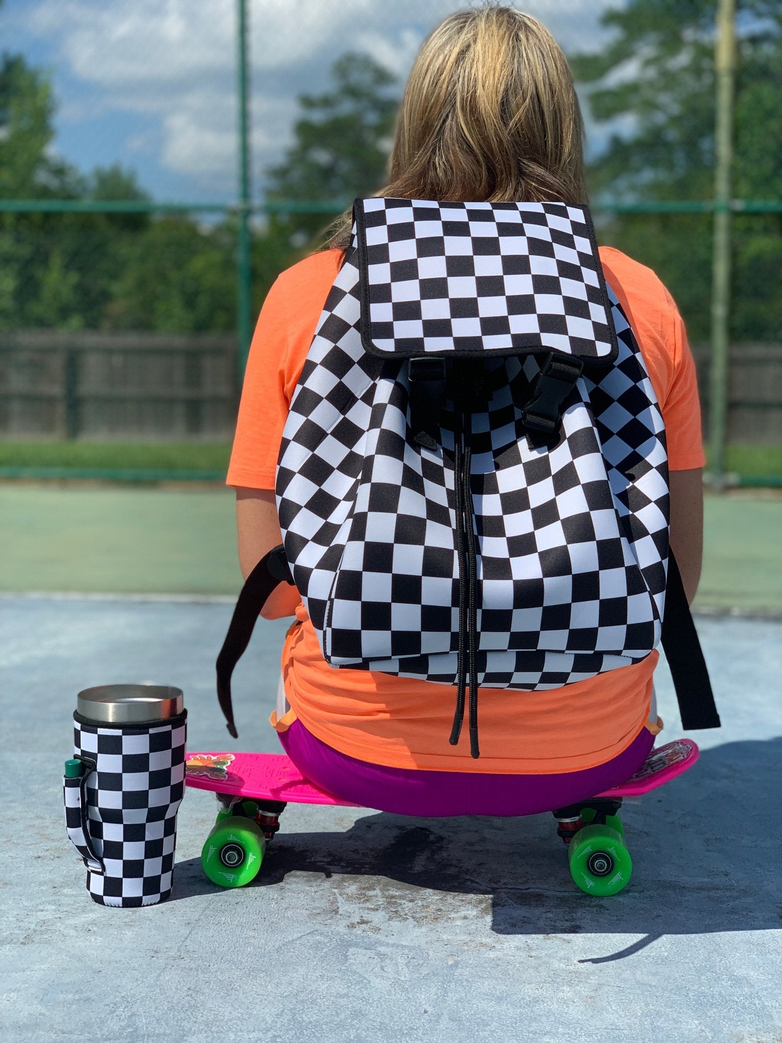 Checkerboard Teeth Backpack Checkerboard Neoprene Adult Backpack – Drink Handlers