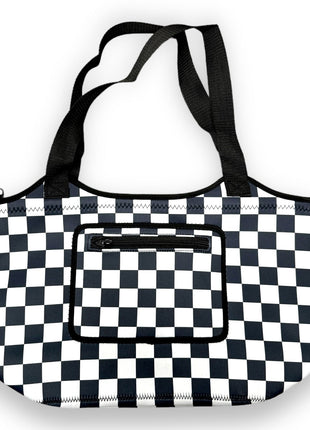 Checkerboard Print Neoprene Tote - Drink Handlers