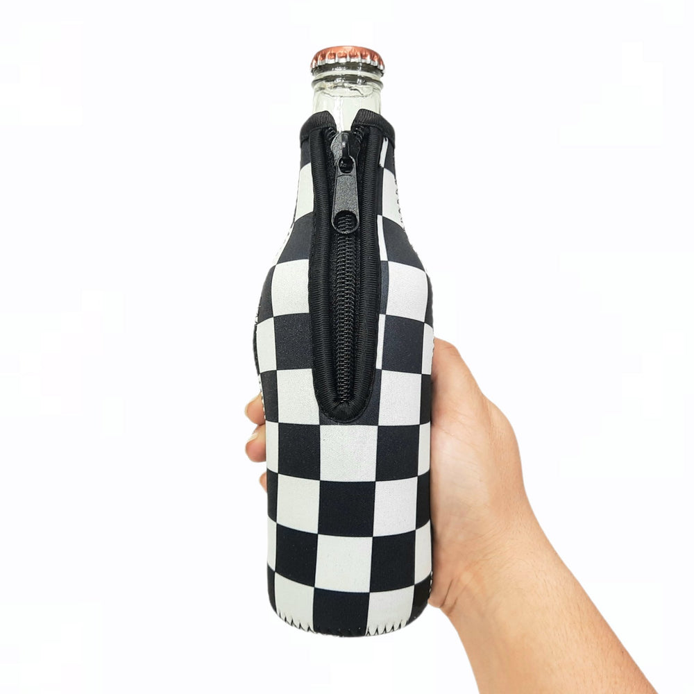 Checkerboard w/ Leopard 12oz Bottleneck Handler™ - Drink Handlers