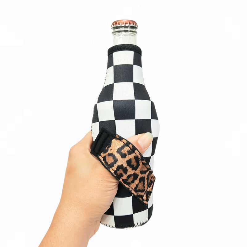 Checkerboard w/ Leopard 12oz Bottleneck Handler™ - Drink Handlers
