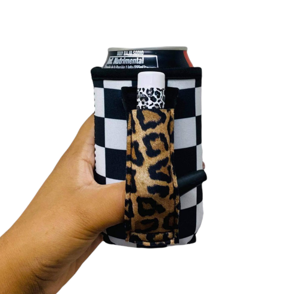 Checkerboard w/ Leopard 12oz Regular Can Handler™ - Drink Handlers