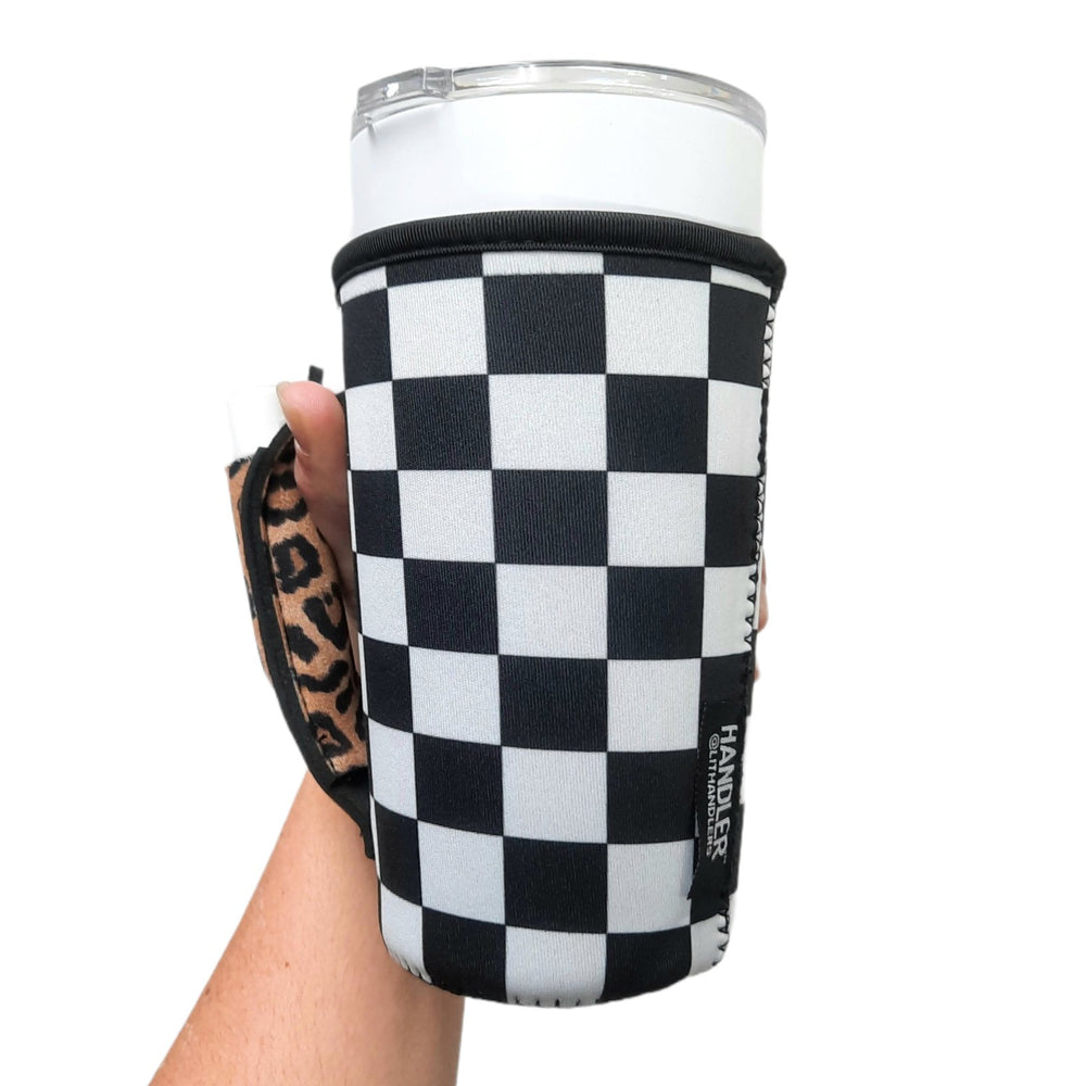 Checkerboard w/ Leopard 20oz Large Coffee / Tea / Tumbler Handler™ - Drink Handlers