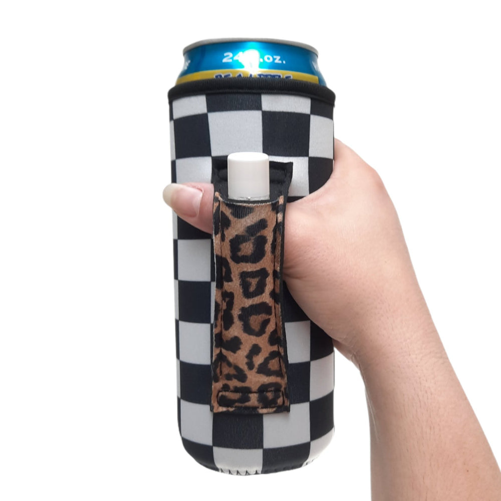 Checkerboard w/ Leopard Water Bottle Handler™ - Drink Handlers