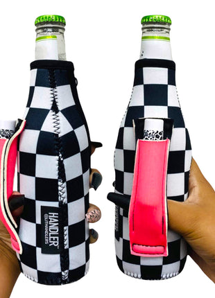 Checkerboard w/ Neon Pink 12oz Bottleneck Handler™ - Drink Handlers