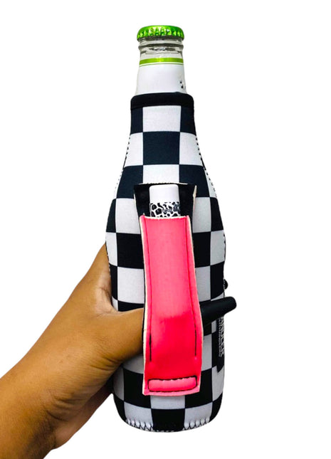 Checkerboard w/ Neon Pink 12oz Bottleneck Handler™ - Drink Handlers