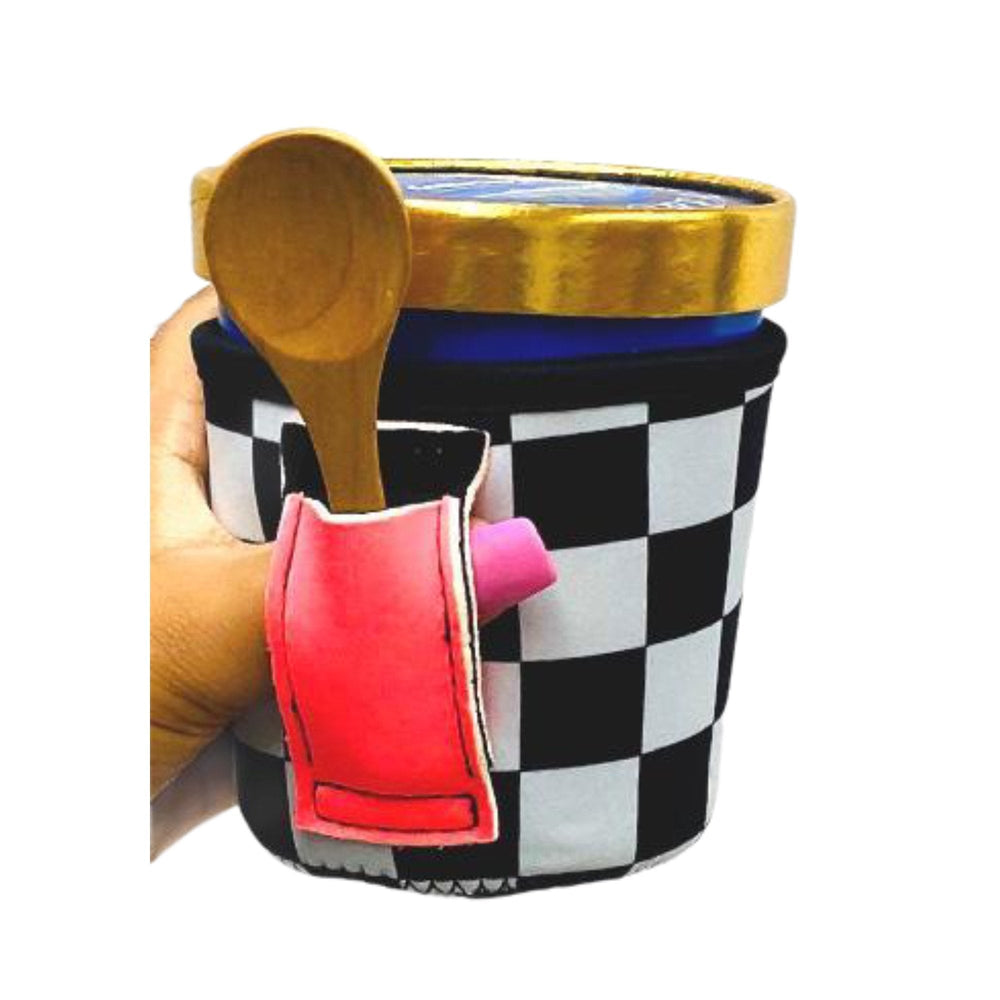 Checkerboard w/ Neon Pink Pint Size Ice Cream Handler™ - Drink Handlers
