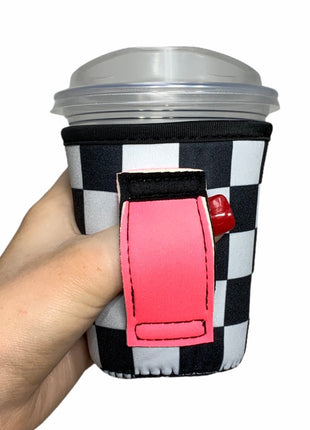 Checkerboard w/ Neon Pink Small & Medium Coffee Handler™ - Drink Handlers