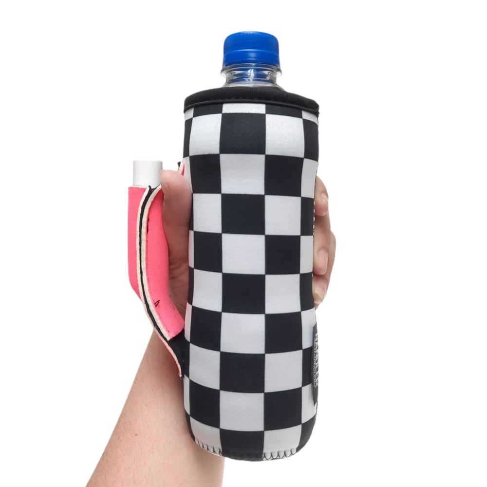 Checkerboard w/ Neon Pink Water Bottle Handler™ - Drink Handlers
