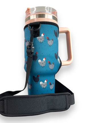 Chickens 40oz Tumbler With Handle Sleeve - Drink Handlers