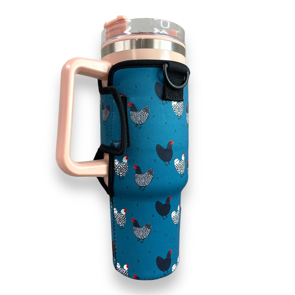 Chickens 40oz Tumbler With Handle Sleeve - Drink Handlers