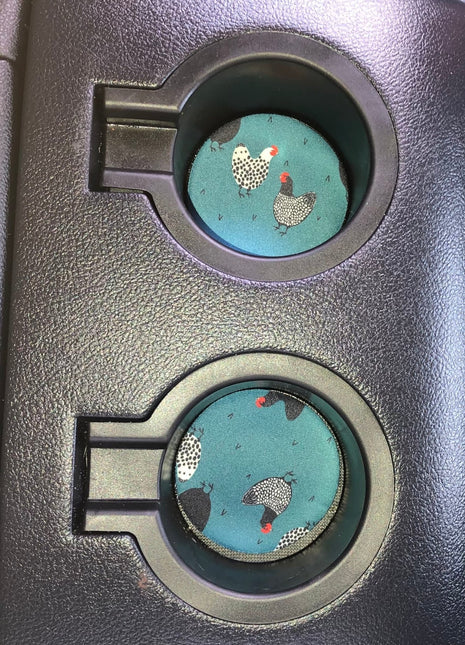 Chickens Neoprene Car Coasters - Drink Handlers