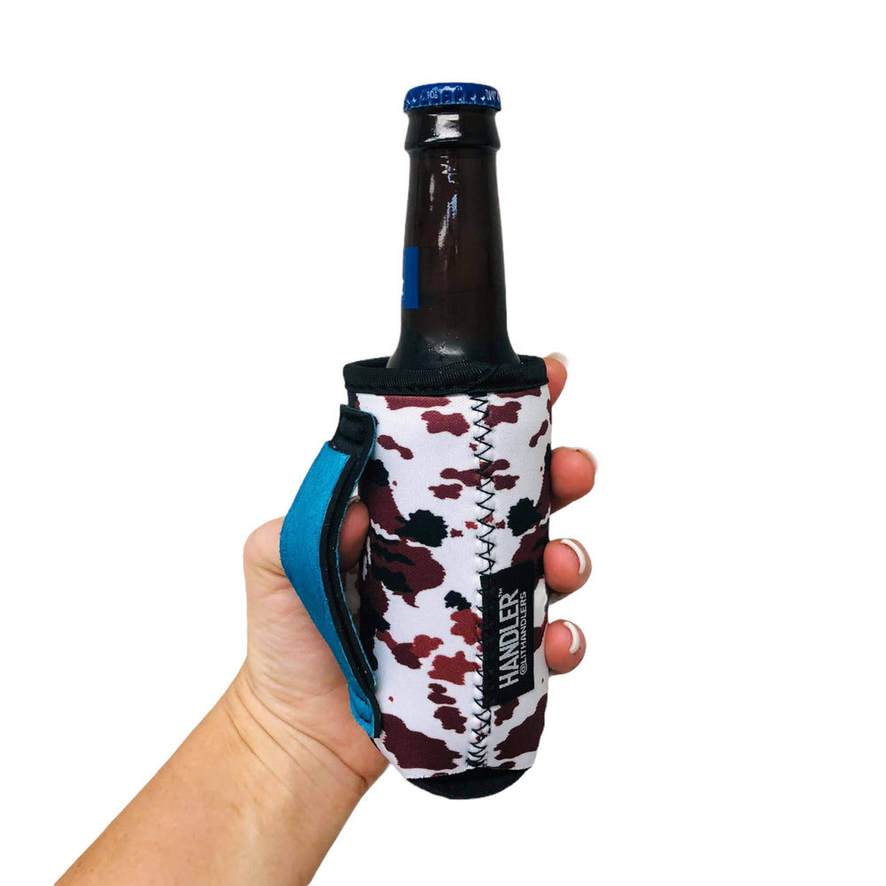 Cowhide With Turquoise Handle 8-10oz Slim Can Handler™ - Drink Handlers