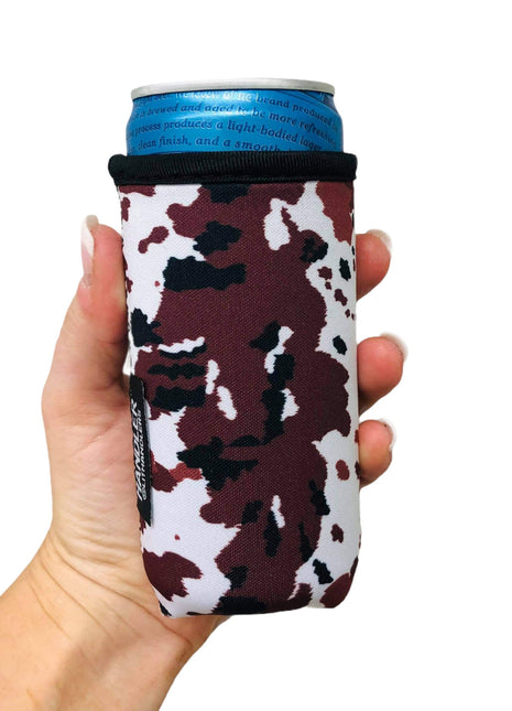 Cowhide With Turquoise Handle 8-10oz Slim Can Handler™ - Drink Handlers