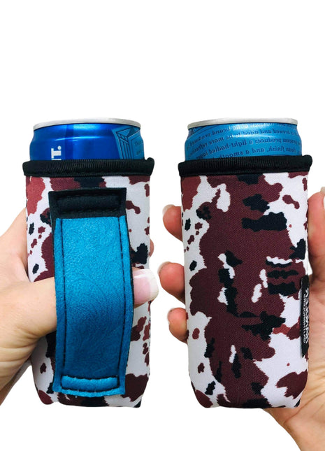 Cowhide With Turquoise Handle 8-10oz Slim Can Handler™ - Drink Handlers