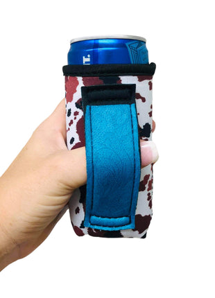 Cowhide With Turquoise Handle 8-10oz Slim Can Handler™ - Drink Handlers