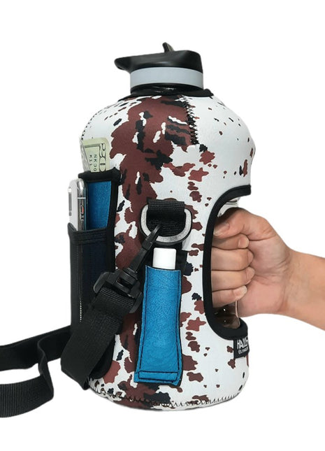 Cowhide with Turquoise Pocket 1/2 Gallon Jug Carrying Handler™ - Drink Handlers